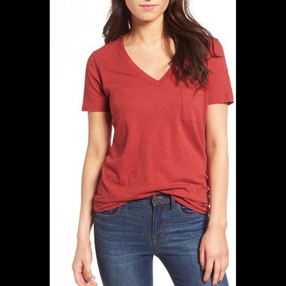 Madewell Red Whisper V-Neck Size Small
